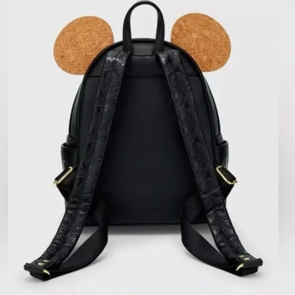 Loungefly Mickey Pin cork Black and Tan Kids Backpack - Picture 3 of 3